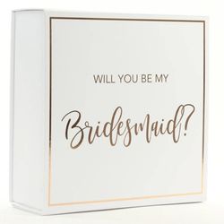 Andaz Press Bridesmaid Proposal Box, Real Gold Foil, Set of 5 Pack DIY Bridal Party Gift Box, Empty Cardboard Box