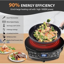 Nuwave Induction Cooktop, Improved Hot Plate with Digital Probe, 106 Temps 100°F-575°F, 3 Watt Settings, Portable Induction Burners for Cooking