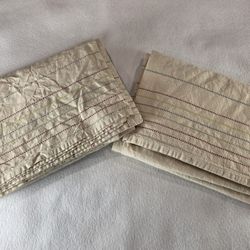 2 Beige & Multi Colored Stripes Christmas  Cotton Tablecloths Table Linens 