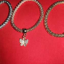 Rose/White/Gold Butterfly Bracelets 