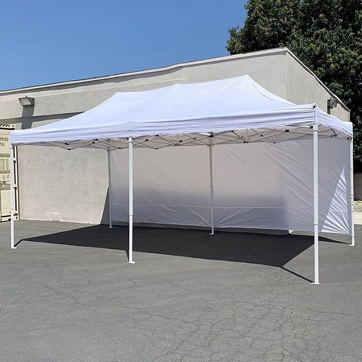 (NEW) $220 Heavy-Duty Canopy 10x20 ft with (2 Sidewalls), EZ Popup Shade Outdoor Gazebo, Carry Bag 