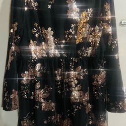 NWT Bloomchic Dress Black W/ Rose Gold Sequins Lace Long Sleeve Size 18-20