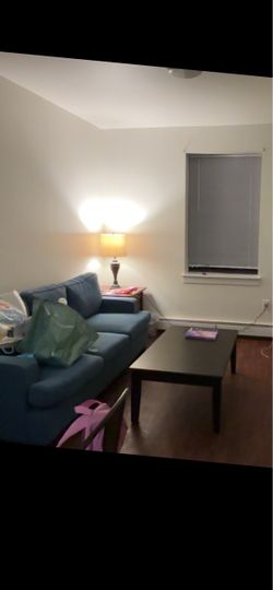 Small coffee table and lamp
