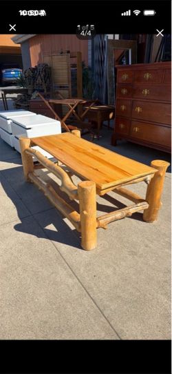 Antique log wood coffee table 53 wide 27 deep 19 tall