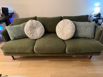 Marques Heritage Green Fabric 84" Sofa | Loose Reversible Back