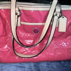 Glossy Pink 12-14in Coach Purse (NOT SURE IF AUTHENTIC)