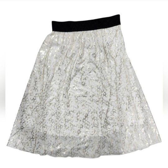 LulaRoe Size Small Shiny Gold White Lola Skirt New