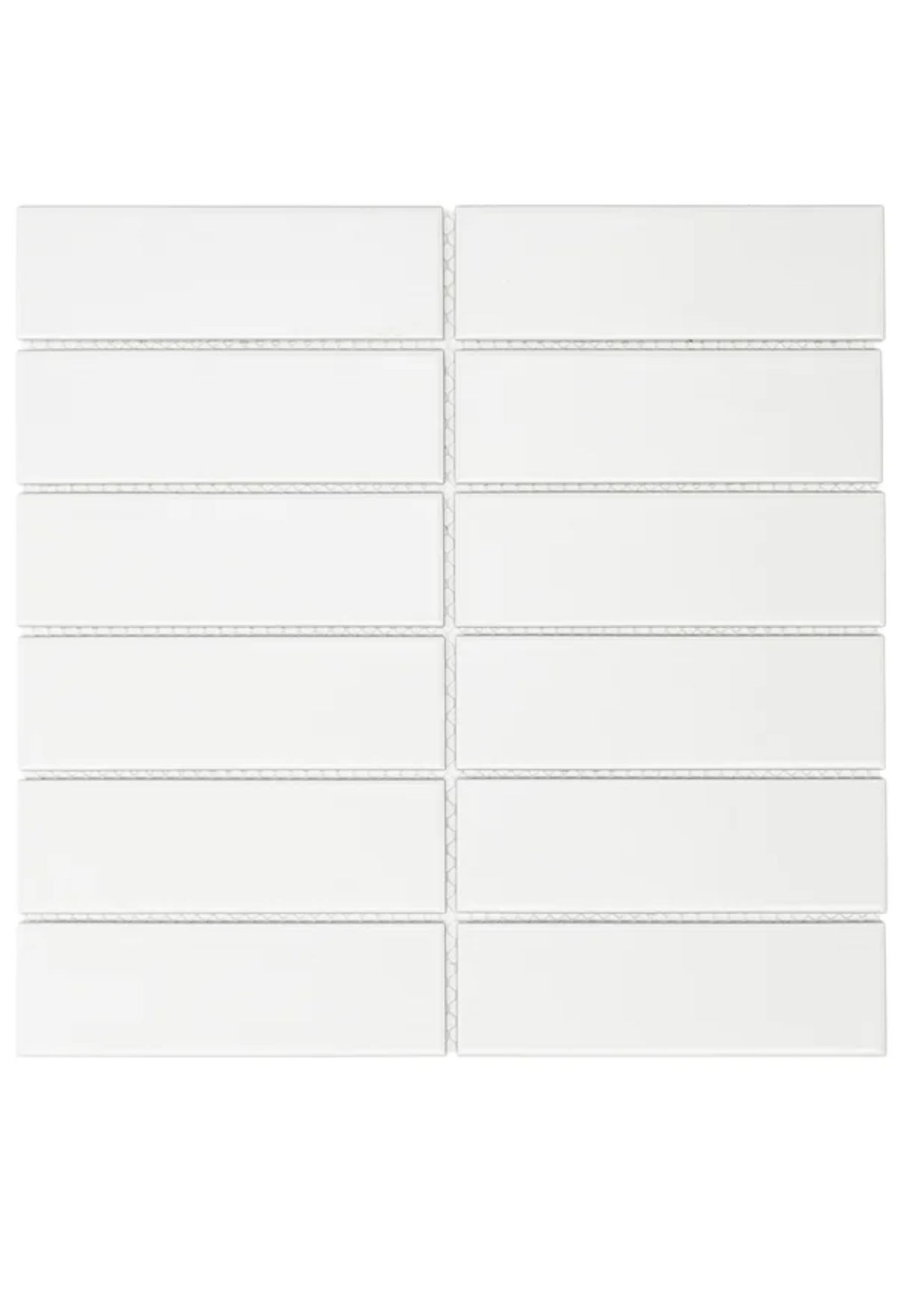 4 Boxes - 6” x 2” Straight Edge Porcelain Grid Mosaic Sheet Tile