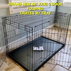 BRAND NEW IN BOX! XXL'XXXL Dog Crate, 2 Doors With Tray Foldable Portable Dog Cage Up To 125lbs Animal Kennel Jaula De Mascota Nuevo. 