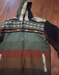 Aztec Print Full-Zip Hoodie Jacket size M