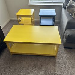 Yellow And Blue Coffee And End Tables