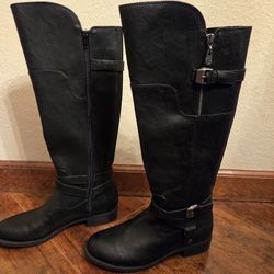Black Knee High Boots Size 7.5 By GUESS