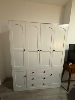 White 4-Door Wardrobe with Drawers