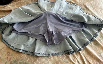 Light Blue Ruffle Mini Skirt with Built-In Shorts