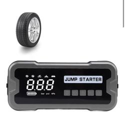 10000mAh Car Starter, 4000A Peak Power Starter with Smart Screen Display, LED Light and SOS, Multi Function Portable Tire Inflator for Car, Balls and 