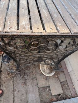 Cast Iron and Wood Outdoor Garden Bench