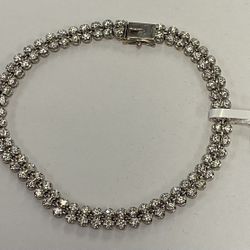 10k White Gold Diamond Tennis Bracelet 2.74 Ctw 