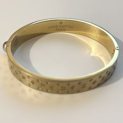 Louis Vuitton Gold Nanogram Cuff Bracelet medium
