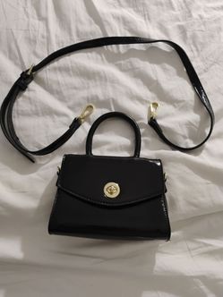 Black Patent Mini Top Handle Bag