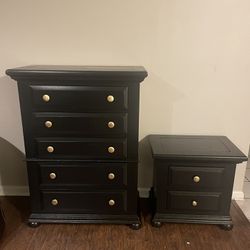 Black And Gold Dresser/night Stand 