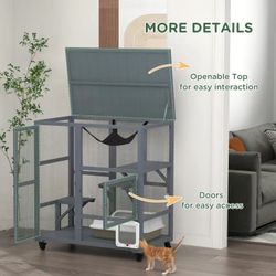 Indoor Wooden Catio, Cat House