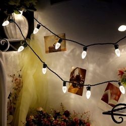 MAXINDA Outdoor Warm White,13 Ft 25 C7 Bulb,Indoor Xmas Tree Lights,Wedding Party Garden Holiday