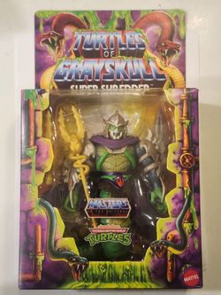 MASTER OF THE UNIVERSE. TURTLES OF GRAY SKULL. SUPER SHREDDER. MUTATED SERPENT NINJA MASTER. 6" DELUXE ACTION FIGURE.
