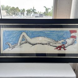 Yawning Cat by Dr. Seuss Framed