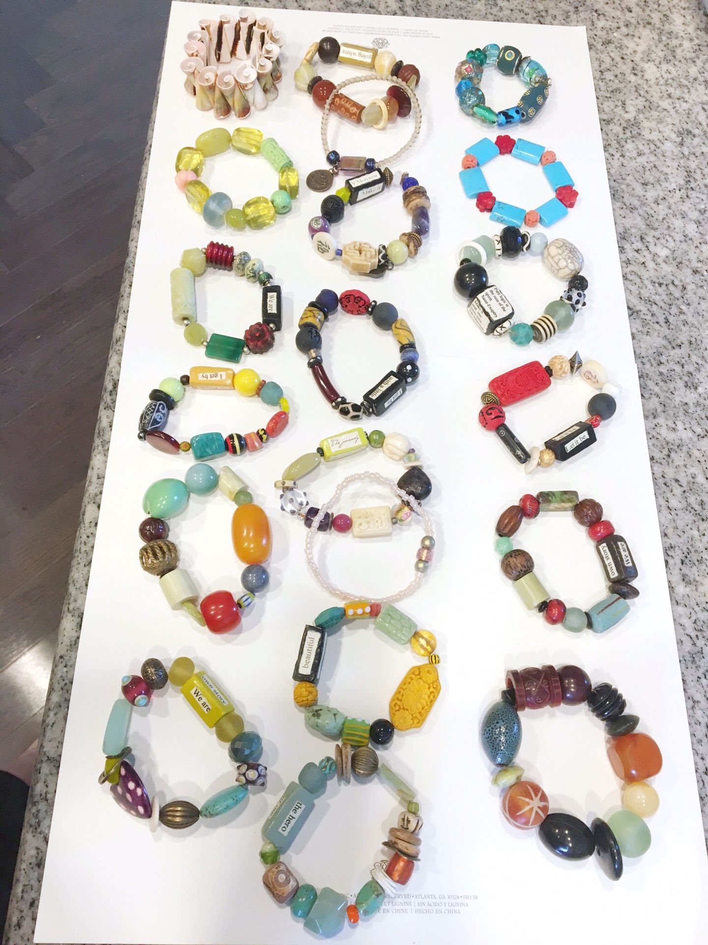 Bulk lot 20 beaded stretch bracelets