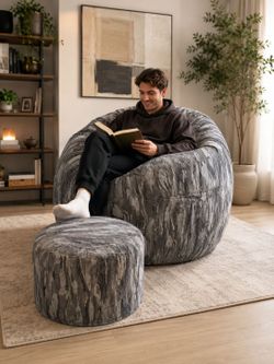 Geniune Lovesac city sec bean bag chair with foot stand