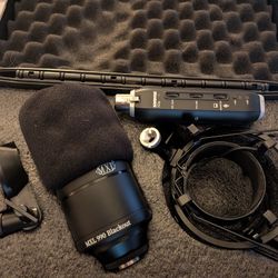 MXL 990 Blackout Condenser Microphone With A Shure X2u PC Adapter And Case 