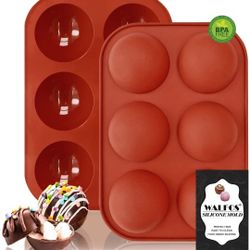 2 Pcs 6 Holes Semi Sphere Silicone Mold , Baking Molds For Making Hot Chocolate Bomb, Cake, Jelly, Mousse, Pudding, Handmade Soap（ Medium Size）