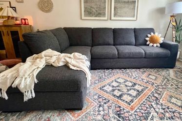 Dark Gray Living Spaces Lucy L-Shape Sectional Sofa with Chaise