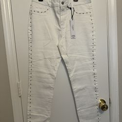 New white high waist ankle pants size 6