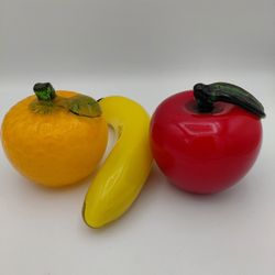 3 Pieces Of Vintage Glass Fruit 
