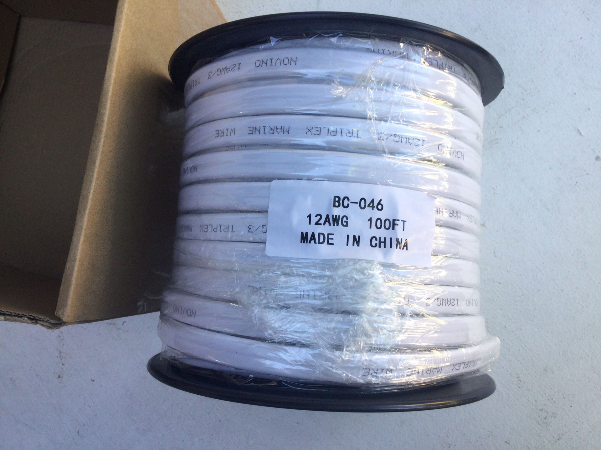 100 Ft 12 Gauge Marine Wire Triplex Tinned Copper Cable,12 AWG Marine, RV, Trailer Wire 12/3