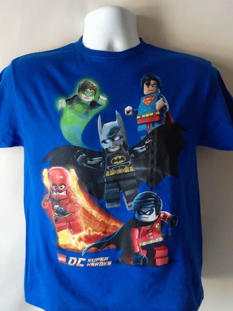 Lego DC Superheroes boys blue short sleeve t-shirt size M