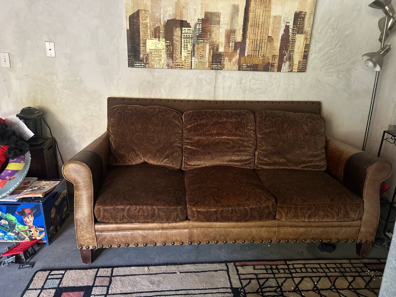 Fabric and leather Couch