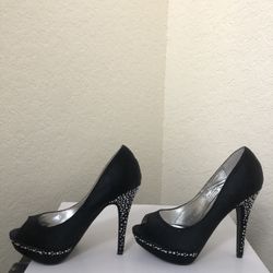 Steve Madden Peep Toe Dress Pumps with Rhinestones Sz 6.5