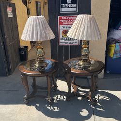 Two End Tables And Lamps 