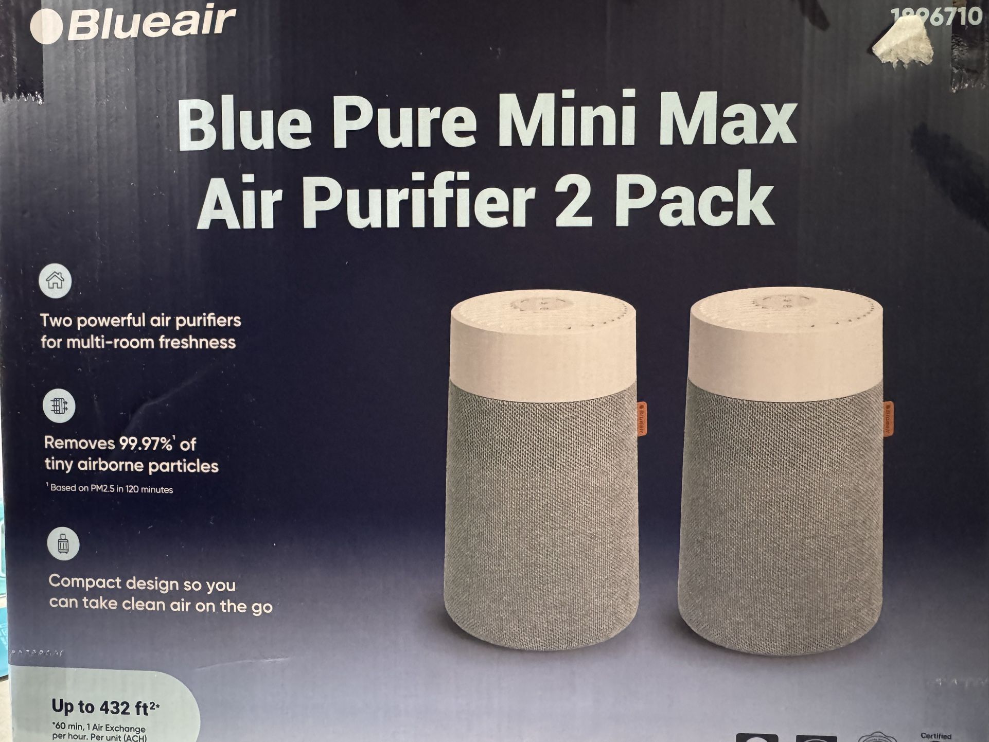 Blueair Pure Mini Max Air Purifier, 2-pack New In Box