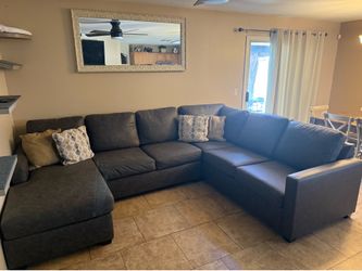 Brown faux leather sectional
