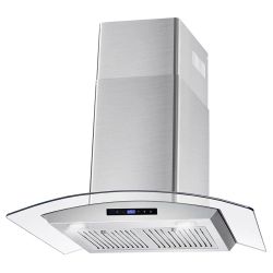 New Open Box 30" Stainless Steel Wall Mount Range Hood with Digital Touch Controls, Glass Canopy