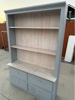 Large Farmhouse Hutch / Bookcase with 4-Drawer Dresser Base