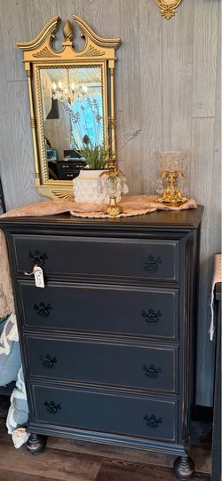 Antique Black Farmhouse Style Dresser
