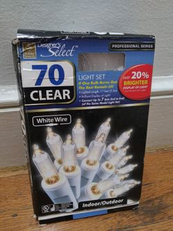 Holiday Season 70 Clear White Wire Light Set 16' Indoor/Outdoor New