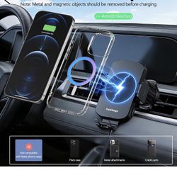 2026【80+LBS Safest Strongest】 Upgrade Car Phone Holder Mount, 360° Rotation Wireless Car Charger with Metal Hook Clip & Strongest Suction for Dashboar