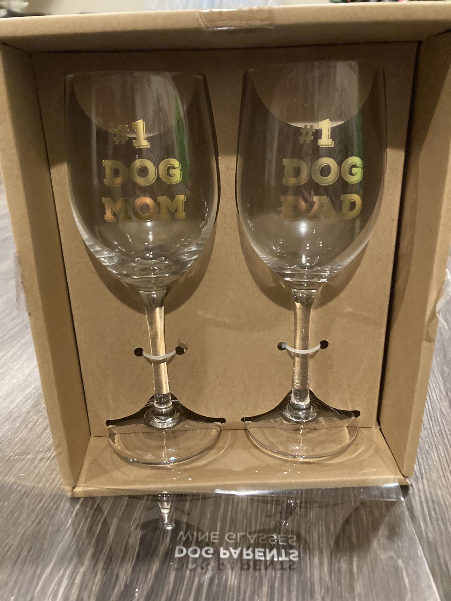 #1 Dog Mom & #1 Dad Wine Glasses