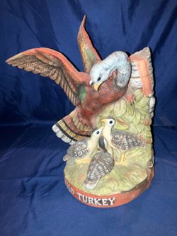 Vintage 1984 Austin Nichols Wild Turkey and Poults Porcelain Whiskey Decanter