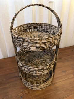 3-Tier Woven Basket Stand – Countertop Organizer